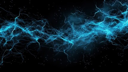 Wall Mural - a sleek black background with glowing blue digital lines forming a complex ai-generated circuit