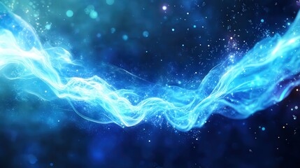 Wall Mural - a vibrant blue energy field with swirling digital particles, representing the flow of artificial int