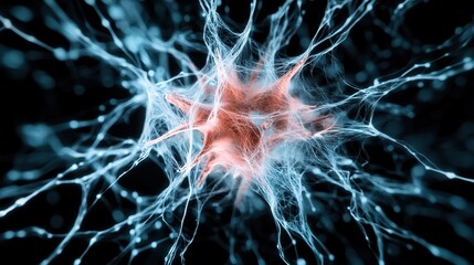 Wall Mural - an abstract ai-driven mind scan, visualizing deep learning technology and futuristic neural connecti