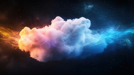 Wall Mural - an abstract ai-powered data cloud, glowing with cybernetic particles and digital light flares