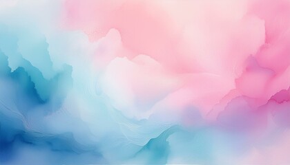 Wall Mural - Pastel watercolor blending soft pink and light blue hues into delicate, ethereal background