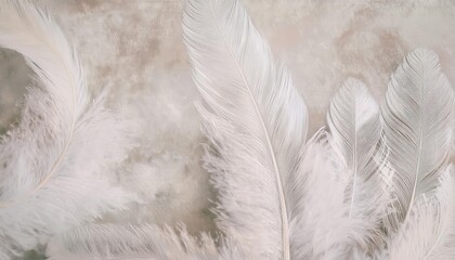 Fototapete - close-up of soft white feathers with delicate texture, perfect for background, design, and calming visual