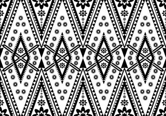 Wall Mural - seamless  geometric black & white  pattern design for geometric fabric interior decoration wallpaper background ornament carpet print art wrapping ceramic tile 