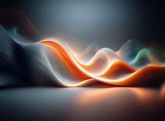 Wall Mural - abstract waves of light and color flow gracefully across a dark surface, creating a smooth, dynamic,