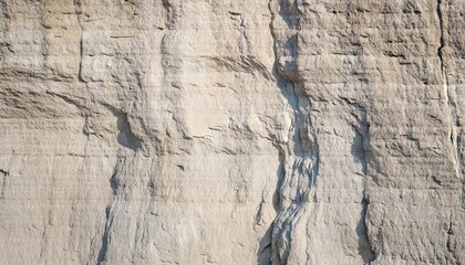 Poster - detailed texture of beige and light gray stone wall surface with natural horizontal lines and cracks for background design