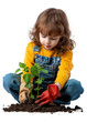 © AnnAza - Cute Child Planting a Seedling in the Garden