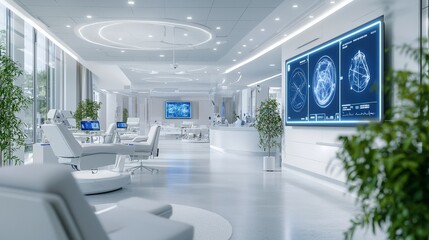 Aufkleber - Futuristic healthcare facility showcasing virtual reality technology in a modern environment