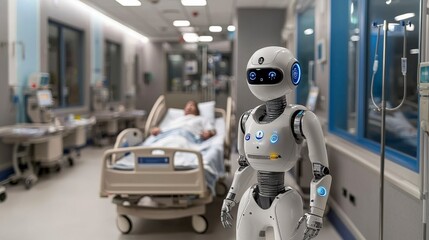 Aufkleber - Advanced robotic healthcare assistants revolutionizing patient care with cutting-edge medical technology