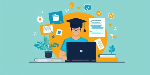 A freelancer gaining new skills through an online certification program â€“ Enhancing professional skills