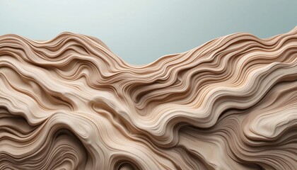 Aufkleber - Abstract Beige Waves. Flowing Light Tan Layers Create Serene Organic Art. Light and Shadow Emphasize Movement Texture and Depth. Evokes Natural Landscapes Like Sand Dunes and Rolling Hills.