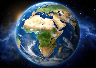 Poster - planet earth from space a stunning view of africa and europe
