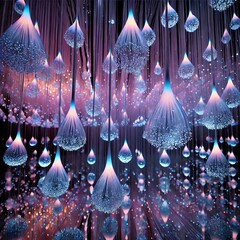 Wall Mural - fiber optic droplet light installation an art installation using