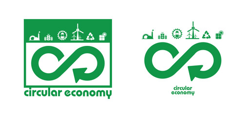 circular economy icons on white background	