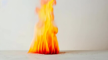 Wall Mural - A fire is burning on a white surface
