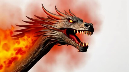 Wall Mural - A dragon is flying through a cloud of fire