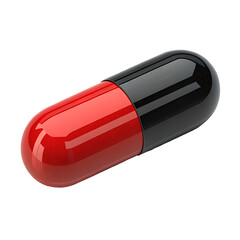 Wall Mural - 3D Glossy Red and Black Pill Capsule PNG - Medical and Pharmaceutical Design Concept for Healthcare, Treatment, and Medication