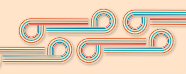 Wall Mural - retro vintage 70s style stripes background poster lines. abstract stylish 70s era line frame illustr