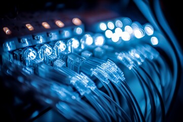 Close-up of network cables connected to a server.