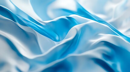 Canvas Print - Abstract blue and white fabric waves, elegant, soft, flowing texture.