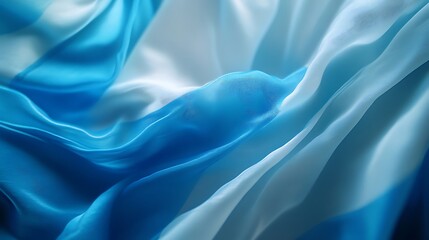 Canvas Print - Abstract blue and white silk fabric texture.