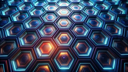 Abstract Hexagonal Pattern with Glowing Edges
