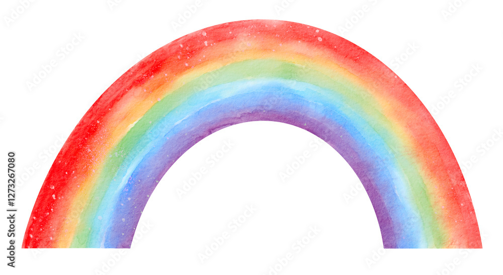 Textured watercolor illustration of magical rainbow , hand drawn artwork, isolated element, clipart, Watercolor LGBT pride rainbow illustration, symbol of diversity and inclusion