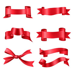 Canvas Print - A set of red ribbon banners