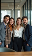 Aufkleber - Group of young professionals posing together in a modern office setting during a work event