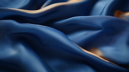 Canvas Print - Close-up of smooth, draped blue fabric with subtle light reflection.