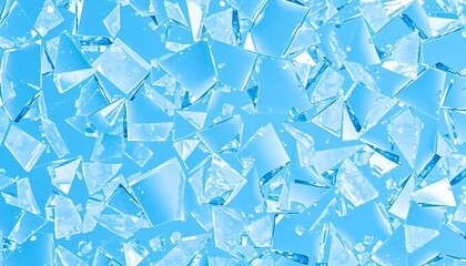 Poster - Abstract Glass Shards on Light Blue. Reflections and Texture. Delicate Angular Pieces. Shimmering Translucent Quality. A Study in Clarity and Visual Complexity. Design Element.