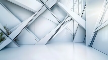 Fototapete - Minimalist architectural design closeup modern interior contemporary space clean lines artistic viewpoint