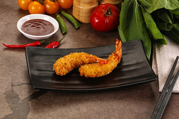 Wall Mural - Crispy breaded golden fried prawns