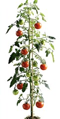 Fresh ripe tomatoes on a vine showcasing vibrant colors and healthy growth in a garden setting : Generative AI