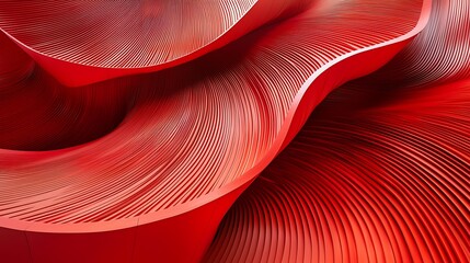 Poster - Abstract red 3D flowing lines, patterns and textures, modern design background element
