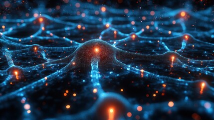 Wall Mural - glowing neural network, abstract, digital, science background