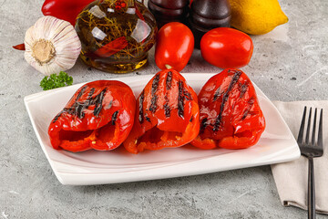 Wall Mural - Grilled red bell pepper snack appetizer