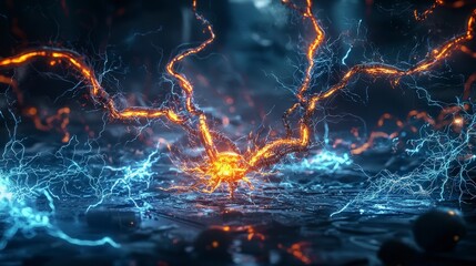 Fototapete - Dynamic energy surge powers technology innovations a visual exploration of human potential