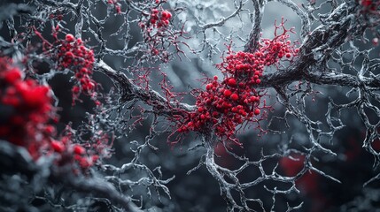 Fototapete - Regenerative organic structures closeup in nature science imagery detailed macro view vibrant coloration