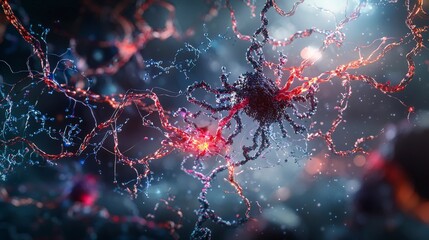 Poster - Understanding neural networks emotional intelligence illustrated in a close-up abstract digital lab scene