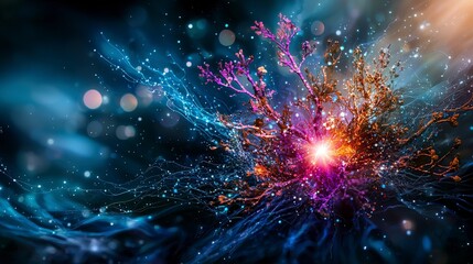Leinwandbilder - Vibrant cosmic digital art dynamic abstract representation of intersectional surges in an immersive viewpoint