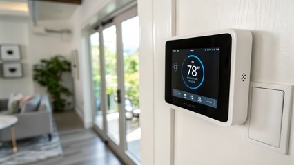 Wall Mural - Smart Thermostat on White Wall