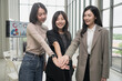 © PhugunStock - Asian business woman Join forces with friends Consult to brainstorm and talk about analysis, innovation, and collaboration. Online business, sales techniques, modern strategic planning