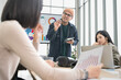 © PhugunStock - Businessman, Asian man and woman holding a tablet The meeting was tense. Brainstorm and talk about analysis, innovation, and collaboration. online business Modern sales techniques strategic planning