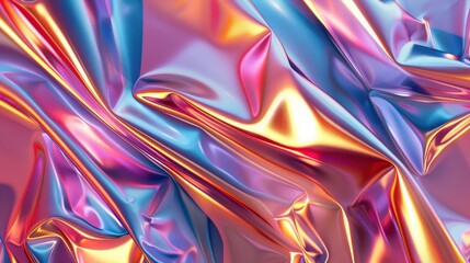 Wall Mural - abstract trendy holographic background. hologram gradient background with metalic waves.