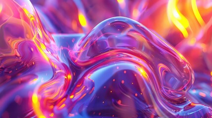 Wall Mural - abstract trendy holographic background. hologram gradient background with metalic waves.