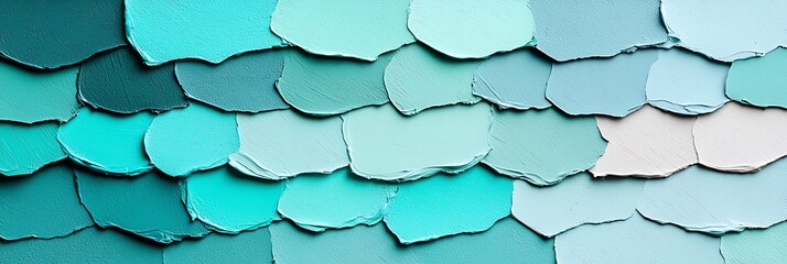 Wall Mural - A visually appealing arrangement of layered teal and turquoise paint swatches, showcasing a gradient of colors and textures.