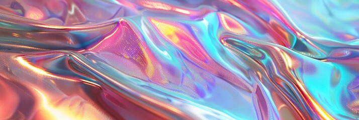 Wall Mural - abstract trendy holographic background. hologram gradient background with metalic waves.