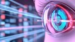© Hospital man - Futuristic eye technology cybernetic lab digital art high-tech environment close-up view vision enhancement concept