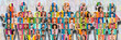 © Robert Kneschke - Panorama aus Silhouetten von Geschäftsleuten vor bunten Business Portraits
