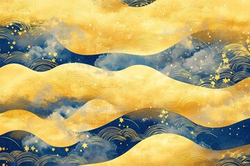 Wall Mural - celestial gold and azure: a luxurious sky pattern background. perfect for elegant designs, branding,